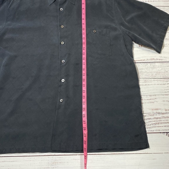 Tori Richard Men Silk Shirt XL Black Just Shakin' Embroidered Hawaiian Button Up - Picture 4 of 7